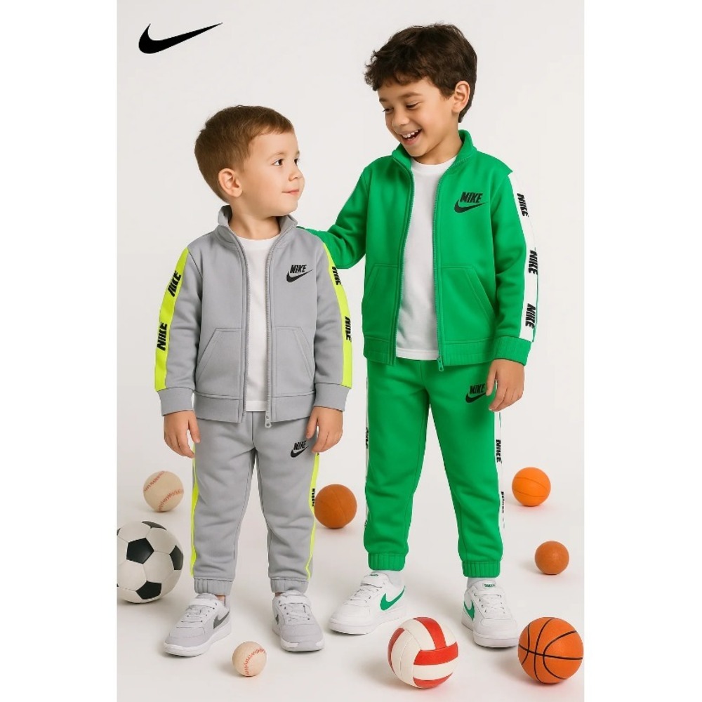 Nike Kids Baby 3T Logo Jacket Pants Track Set Light Smoke Grey Toddler 66G796 - Picture 6 of 7